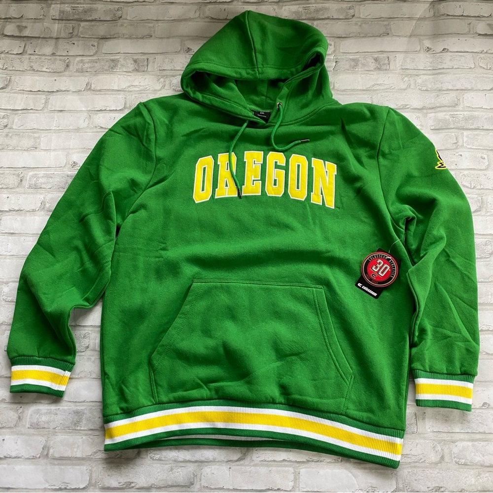 NWT Men's Colosseum Green Oregon Ducks Varsity Arch Pullover Hoodie XXL